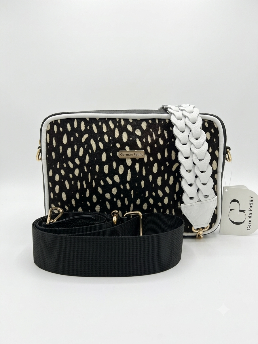 Cartera Crossbody en Cuero Natural Con Pelo