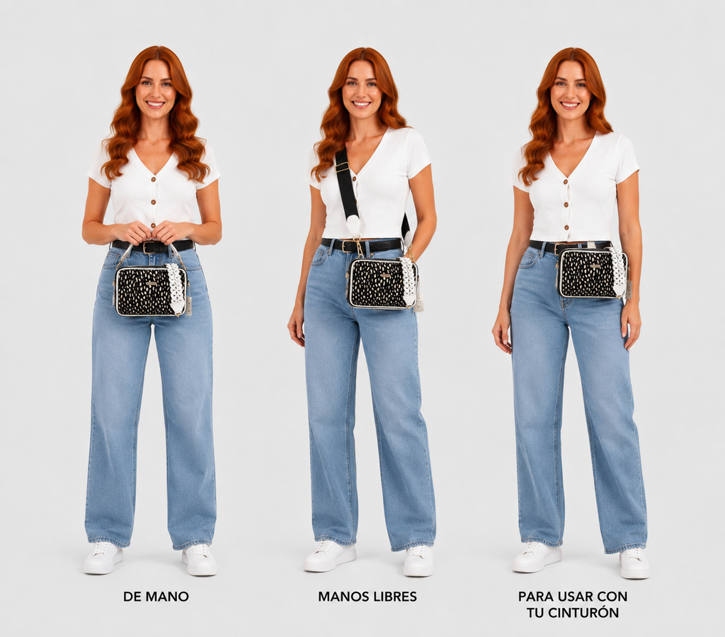 Cartera Crossbody en Cuero Natural Con Pelo
