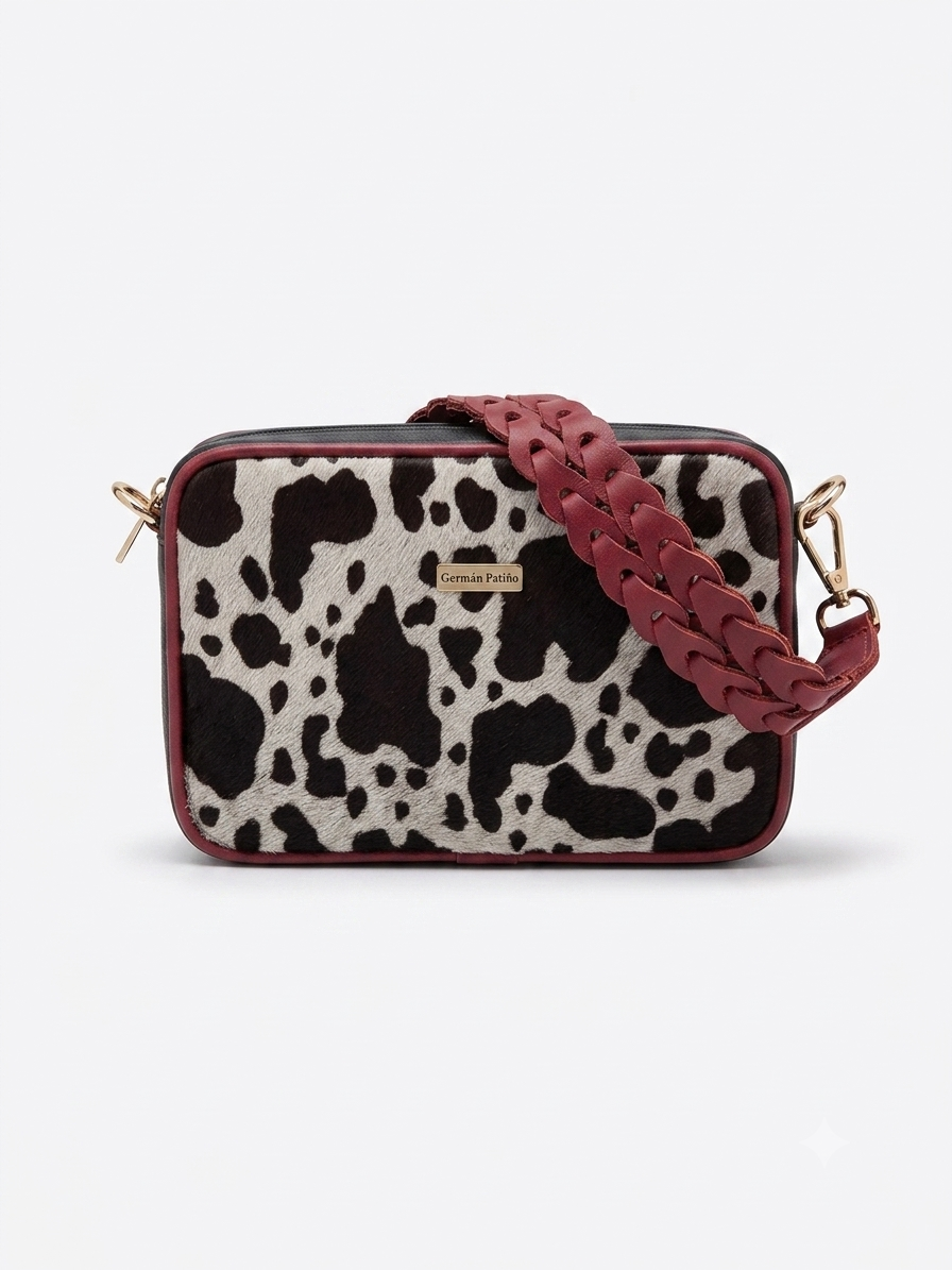 Cartera Crossbody en Cuero Natural Con Pelo