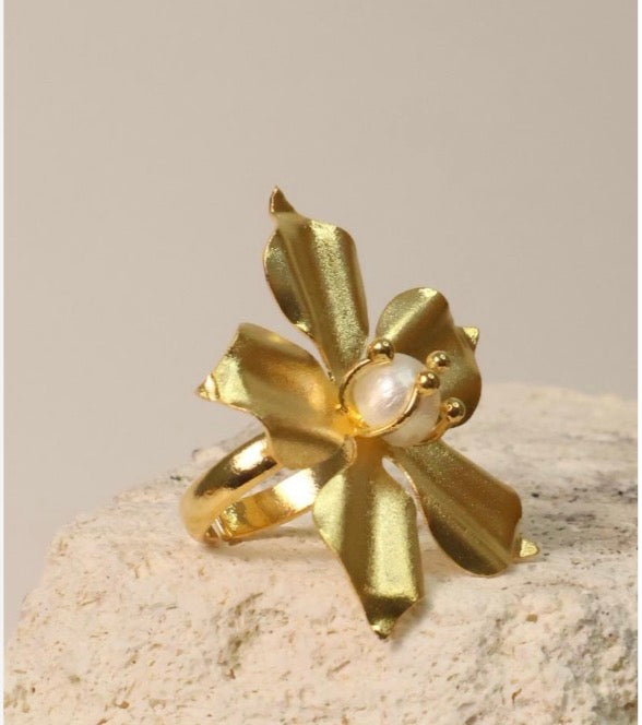 Anillo Flor Perlada